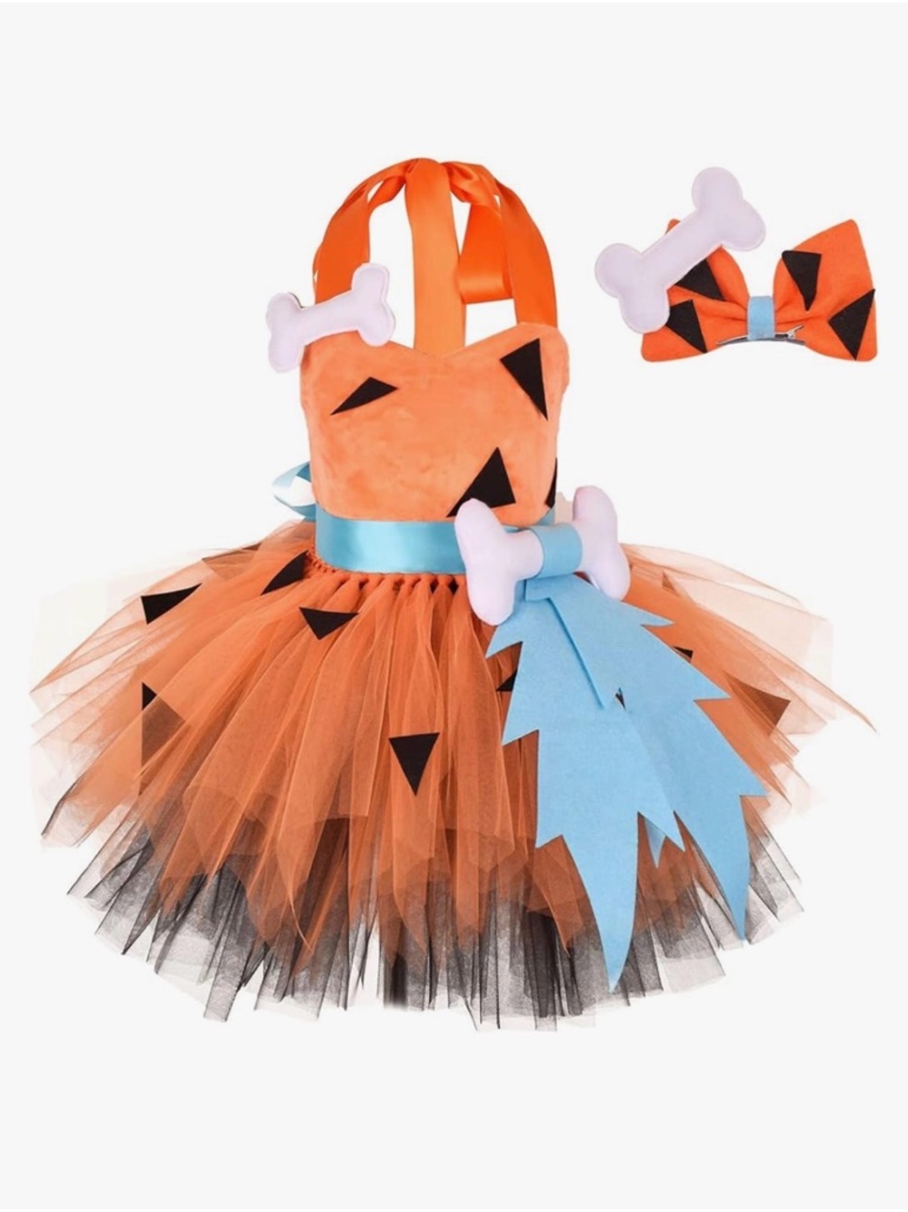 Toddler Pebbles Flintstones Costume Tutu Dress Orange Blue 18-24M 2T New
